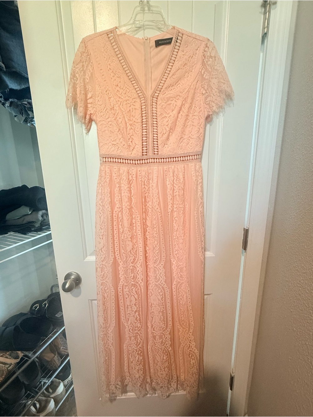Unlisted Blush Pink Lace V-Neck Maxi Dress